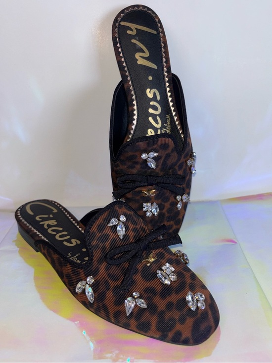 Circus by Sam Edelman Shoes - Circus by Sam Edelman Leopard Crystal-Embellished Slip-On Mules - Brown